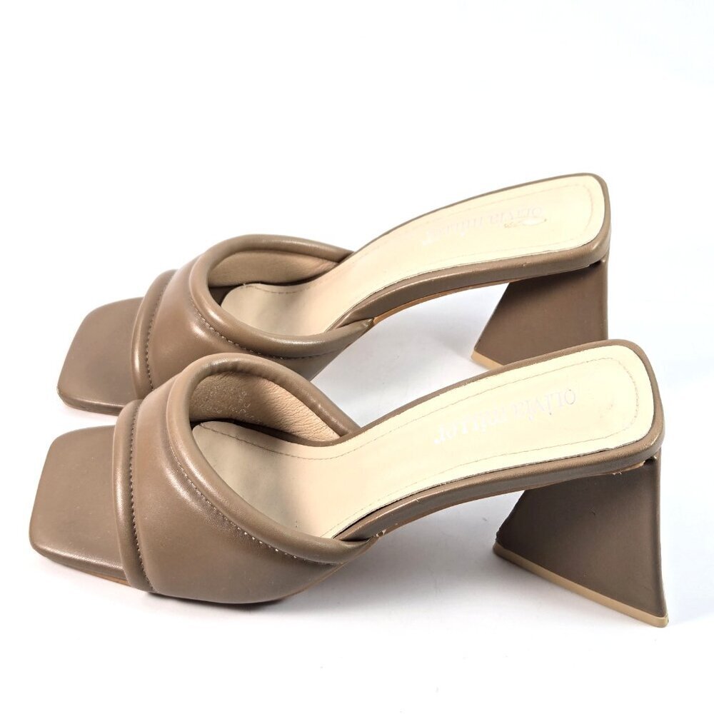 Olivia Miller Womens Mule Heels Size 8 Slip On Square Toe Block Heel Minimalist
